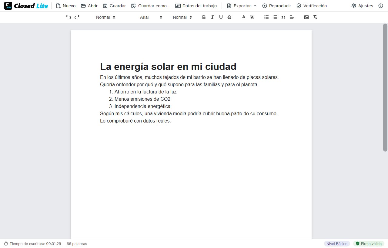 Ventana principal de Closed Lite