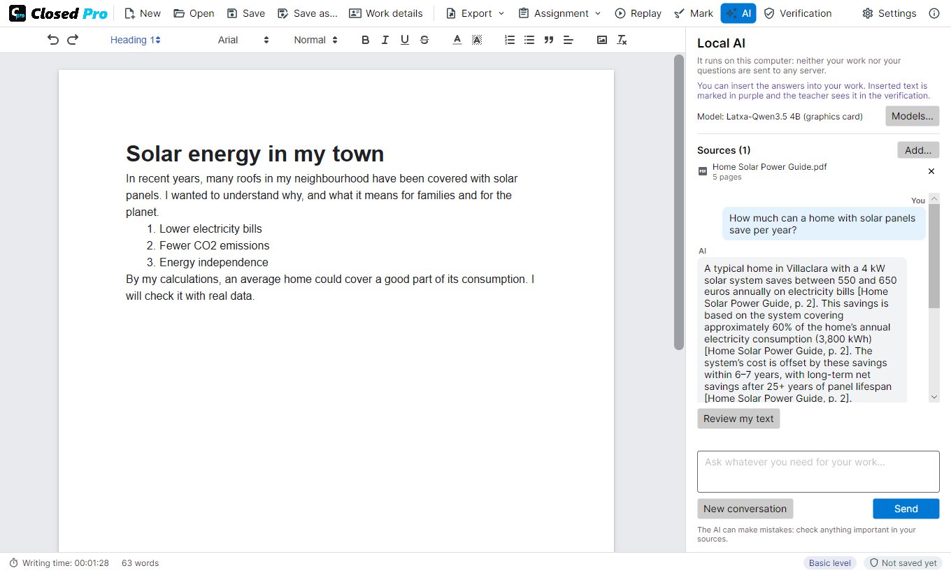 Student sources in Closed Pro