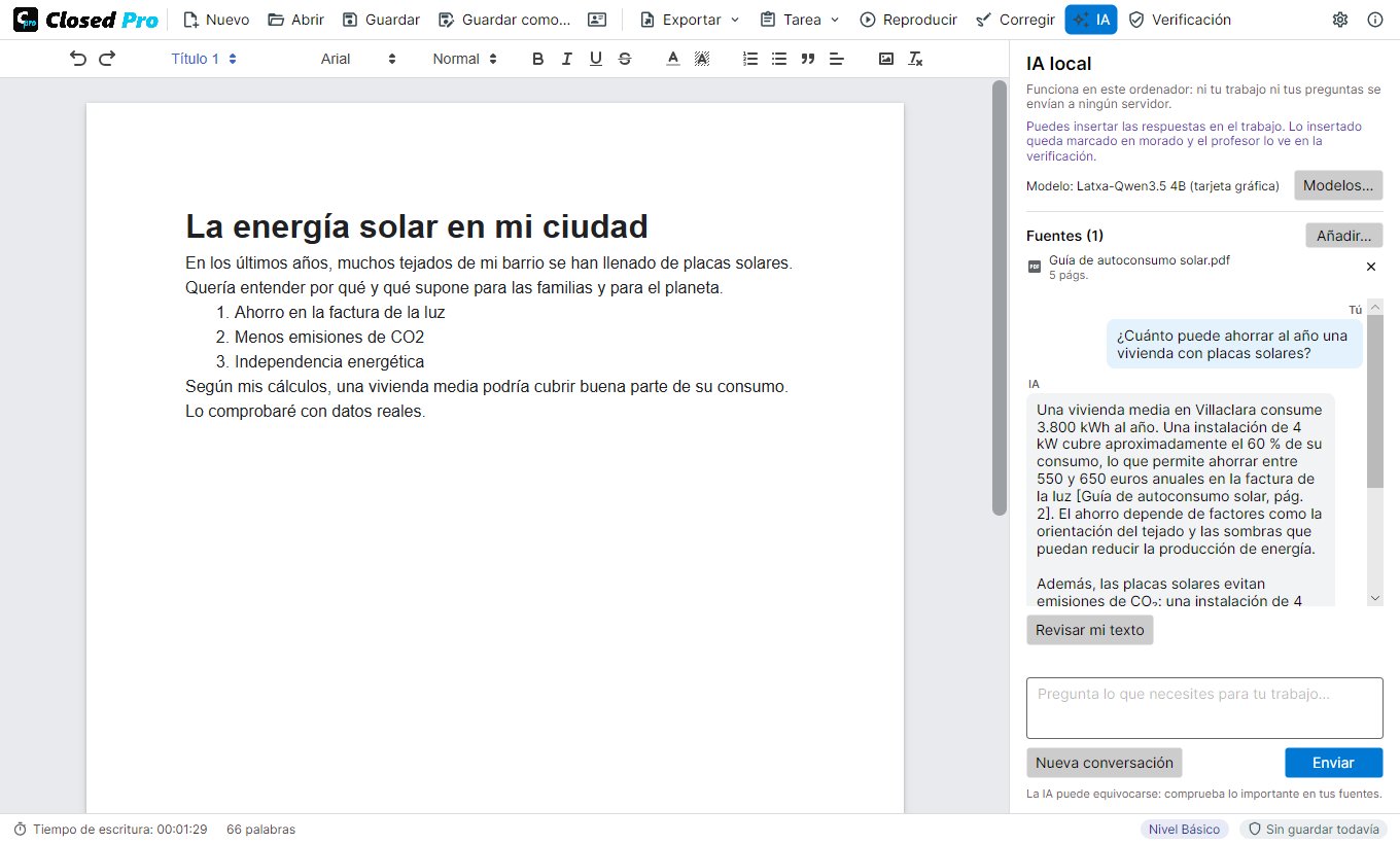 Fuentes del alumno en Closed Pro